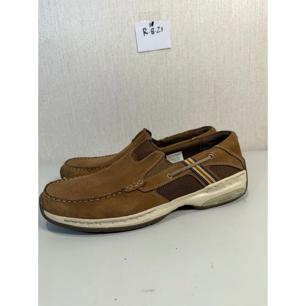 Dunham Mens MCN412BR Brown Leather Slip On Boat Shoes Loafers R-BAR Size 11.5 D